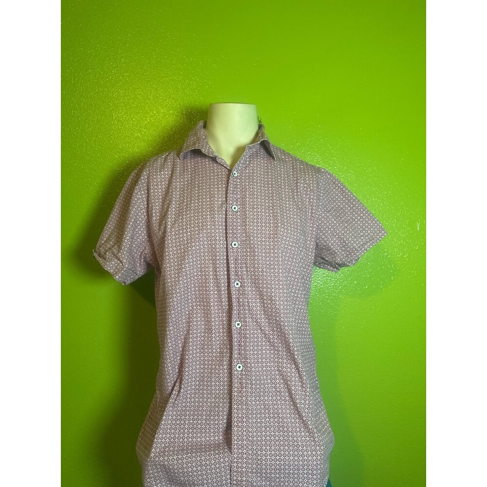 Rodd & Gunn Mens Short Sleeve Button-Up Shirt Size M 100% Cotton Red Geometric P
